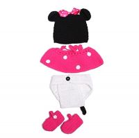 Kuhu Creations New Born Baby And Infant Cute Style Handmade Photography Prop With Crochet Knit. (pink Mnm Style)
