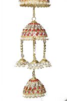 Parecido Designer Traditional Wedding Kaleere set in Golden and Red color with Pearls for Women