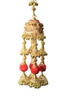 Parecido Designer Traditional Wedding Kaleere set in Golden Color with Red Latkans for Women