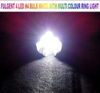 H4 LED Headlight With Multi Color Flashing Ring For Bike/ Scooty - White.