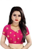 Mahadev Enterprises Pink Cotton Silk Weaving Saree With Running Blouse Pics