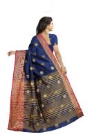 Mahadev Enterprises Navy_blue Cotton Silk Weaving Saree With Running Blouse Pics ( Code - Bbc113b )