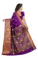 Mahadev Enterprises Purple Cotton Silk Weaving Saree With Running Blouse Pics
