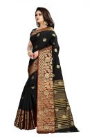 Mahadev Enterprises Black Cotton Silk Weaving Saree With Running Blouse Pics