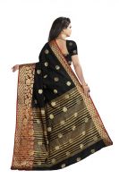 Mahadev Enterprises Black Cotton Silk Weaving Saree With Running Blouse Pics