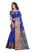 Mahadev Enterprises Royal Blue Cotton Silk Weaving Saree With Running Blouse Pics