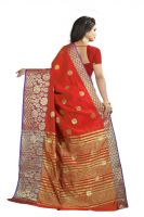 Mahadev Enterprises Red Cotton Silk Weaving Saree With Running Blouse Pics