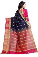Mahadev Enterprises Blue And Pink Kanjiwaram Silk Saree With Running Blouse Pics ( Code -bbc129a)
