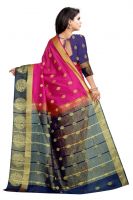 Mahadev Enterprises Pink And Blue Kanjiwaram Silk Saree With Running Blouse Pics ( Code -bbc129c)