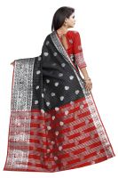 Mahadev Enterprise Black And Red Cotton Silk Silver Jacquard Saree With Running Blouse Pic
