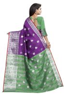 Mahadev Enterprise Purple And Green Cotton Silk Silver Jacquard Saree With Running Blouse Pic(code-bbc145g)