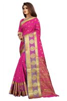 Mahadev Enterprise Pink Jacquard Cotton Silk Saree With Running Blouse Pics ( Code -bbc155b)