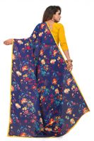 Mahadev Enterprise Blue Chiffon Printed Saree With Banglori Print Blouse Piecs( Code -bbc188g)