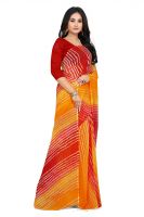 Mahadev Enterprise Multicolor Georgette Leheriya Print Saree With Art Silk Blouse Piece(dc255yellow)