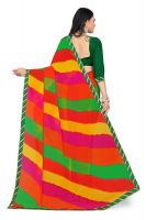 Mahadev Enterprise Multicolor Georgette Leheriya Print Saree With Art Silk Blouse Piece(dc256green)