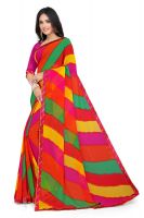Mahadev Enterprise Multicolor Georgette Leheriya Print Saree With Art Silk Blouse Piece(dc256pink)