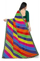 Mahadev Enterprise Multicolor Georgette Leheriya Print Saree With Art Silk Blouse Piece(dc257green)