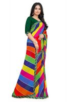 Mahadev Enterprise Multicolor Georgette Leheriya Print Saree With Art Silk Blouse Piece(dc257green)