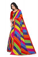 Mahadev Enterprise Multicolor Georgette Leheriya Print Saree With Art Silk Blouse Piece(dc257red)