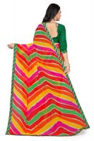 Mahadev Enterprise Multicolor Georgette Leheriya Print Saree With Art Silk Blouse Piece(dc258green)