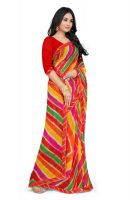 Mahadev Enterprise Multicolor Georgette Leheriya Print Saree With Art Silk Blouse Piece(dc258red)