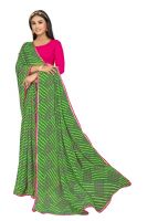 Mahadev Enterprise Printed Georgette Lace Border Saree With Running Blouse Piece (dc263green)