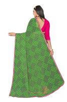 Mahadev Enterprise Printed Georgette Lace Border Saree With Running Blouse Piece (dc263green)