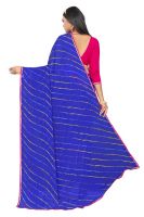 Mahadev Enterprise Printed Georgette Lace Border Saree With Running Blouse Piece (dc263blue)
