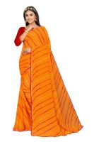 Mahadev Enterprise Printed Georgette Lace Border Saree With Running Blouse Piece (dc263yellow)