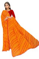 Mahadev Enterprise Printed Georgette Lace Border Saree With Running Blouse Piece (dc263yellow)