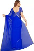 Mahadev Enterprise Chiffon Saree With Separate Blouse Piece (dc279blue)