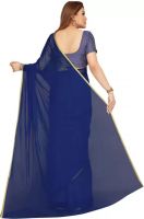 Mahadev Enterprise Chiffon Saree With Separate Blouse Piece (dc279navy Blue)
