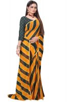 Mahadev Enterprise Fancy Printed Georgette Saree With Running Blouse Piece (dc253gold)