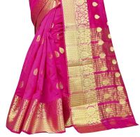 Mahadev Enterprises Pink Cotton Jacquard Butty Saree With Blouse Rjm1129c