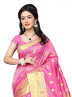 Mahadev Enterprises Light_pink Cotton Jacquard Butty Saree With Blouse Rjm1129d