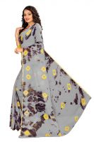 Mahadev Enterprise Chiffon Grey Saree With Blouse Piece (dc211 Yellow)