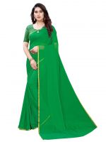 Mahadev Enterprise Nazneen Chiffon Green Saree With Brocade Blouse Piece ( Code-dc215 Green)
