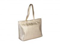 Rysha Gold Pu Self Design Tote Bag For Womens