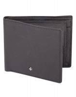 Jl Collections 4 Card Slots Black Men's Leather Wallet With Brass Metal Cufflinks Gift Sets (pack Of 3)