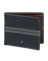 Jl Collections 6 Card Slots Black Men's Leather Wallet & Belt (pack Of 2)