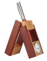 Jl Collections Wooden Camel And Brown Pen Holder With Clock