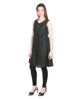 Opus Partywear Silk Solid Black Women's Kurti (code - Iw_k_005_bk)