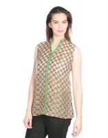 Opus Brown Zackard Casual Self Design Fusion Wear Women'S Kurti