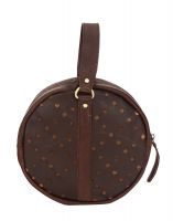 JL Collections Leather Round Shape Zipper Closure Multi Utility Pouch