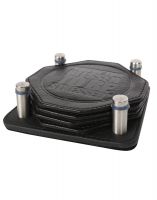 Jl Collections Black Leather Coaster Set