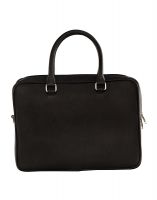 Jl Collections Black Leather Laptop Executive Messenger Bag For Unisex