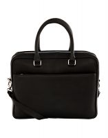 Jl Collections Black Leather Laptop Executive Messenger Bag For Unisex