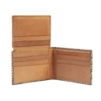 Jl Collections 12 Card Slots Men's Beige Leather Wallet