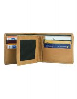 Jl Collections 6 Card Slots Men's Black And Beige Leather Wallet