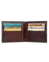 Jl Collections 6 Card Slots Men's Blue And Brown Leather Wallet